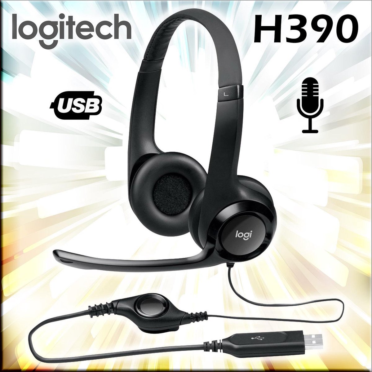 Logitech headset H390 - USB hoofdtelefoon / koptelefoon met microfoon