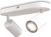 B.K.Licht - Plafondlamp - plafondspots met 2 lichtpunten -  spots - witte opbouwspots - draaibar - kantelbaar - GU10 fitting - plafoniere - excl. GU10