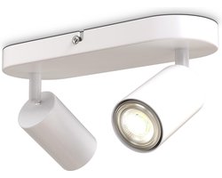 B.K.LICHT - Opbouwspots - plafondspots met 2 lichtpunten - spots draaibar - kantelbaar - GU10 fitting - l.: 27cm