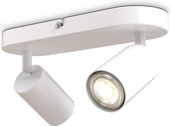 B.K.Licht - Plafondlamp - plafondspots met 2 lichtpunten -  spots - witte opbouwspots - draaibar - kantelbaar - GU10 fitting - plafoniere - excl. GU10 - B.K.Licht