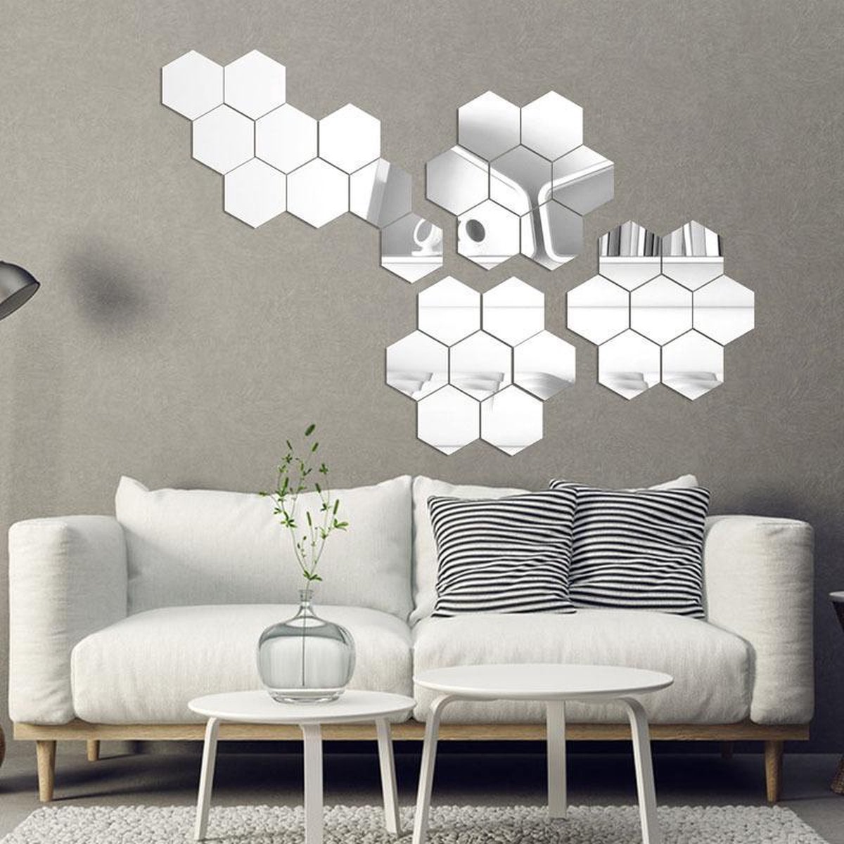 AAZZKANG Spiegel voor muur, rechthoekig, metaal, ingelijst, spiegel, boerderij, badkamer, slaapkamer, hangspiegel, wanddecoratie, wit, klein