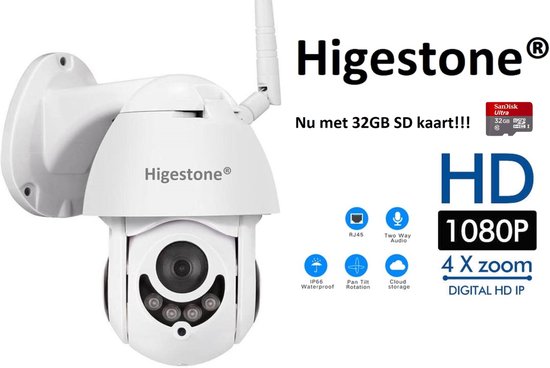 Higestone 1080P avec carte SD de 32 Go Vision nocturne Dôme de vitesse  vidéo en direct