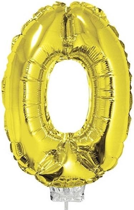 Folie Ballon - Cijfer 0 Goud Met Rietje |Verjaardag/Birthday | Party | Jubileum |