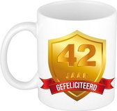 Gouden wapen 42 jaar mok / beker - verjaardag/ jubileum