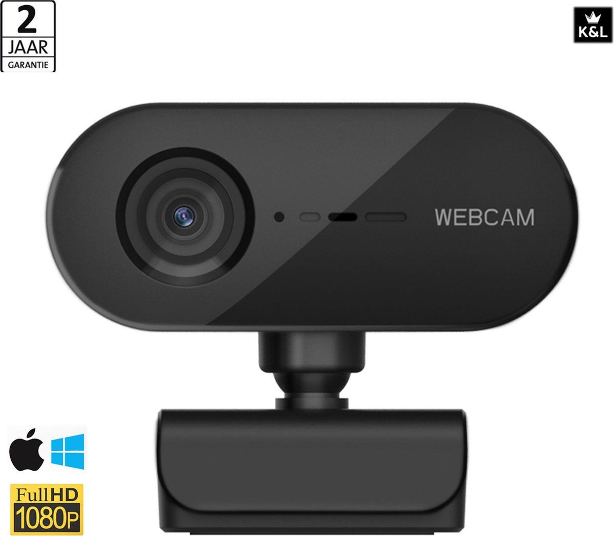 K&L® FULL HD WEBCAM 1080p - QUAD HD - AUTOFOCUS met Microfoon - Webcam voor PC - Noise Cancelling - Geschikt voor Windows en Apple