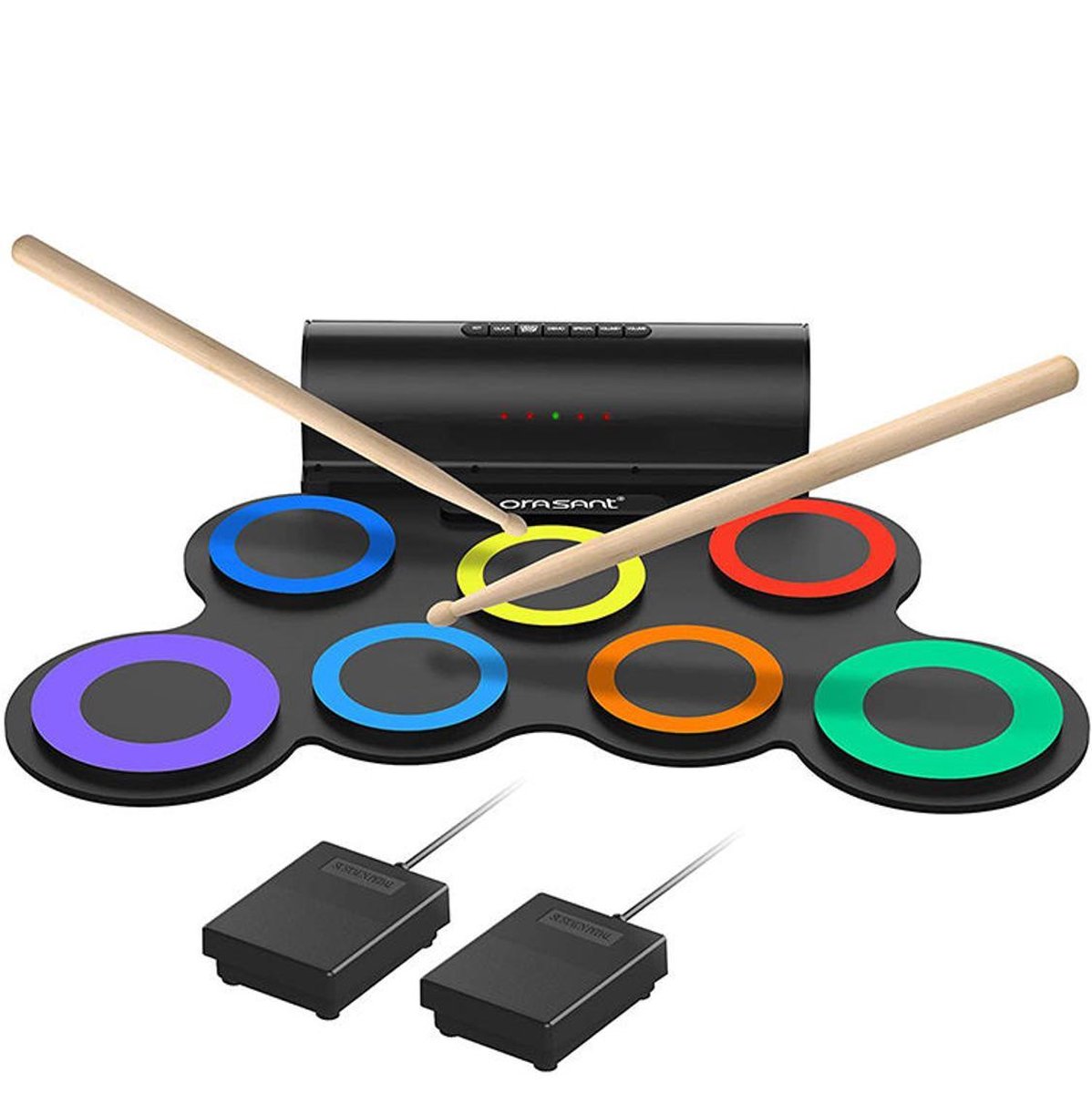Drumstel - Drumstel Voor Kinderen - Drumpad - Digitale Drums - Elektronische Drumstel - Leren drummen - Oprolbare Drummat - Twee pedalen