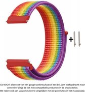 Regenboog kleurig Nylon Bandje voor 20mm Smartwatches (zie compatibele modellen) van Samsung, Pebble, Garmin, Huawei, Moto, Ticwatch, Seiko, Citizen en Q – Pride – 20 mm rainbow ny