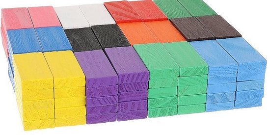 Thumbnail van een extra afbeelding van het spel XL Domino hout set - 360 stuks  - Puzzel - Domino stenen - Diverse kleuren - Domino stenen voor kinderen - Vloerspel - Speelgoed - Voor het hele gezin - Klassiek spel - Cadeau kind
