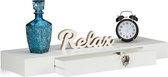 Relaxdays wandplank met lade - blinde montage - modern design - wandboard - wandelement - wit