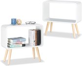 Relaxdays 2x opbergkubus klein - nachtkastje - bijzettafel modern – tafeltje - wit
