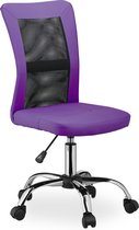 Relaxdays bureaustoel zonder armleuning - ergonomische computerstoel - verstelbaar - stoel - Paars