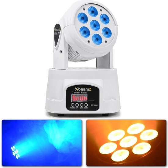 Moving head - BeamZ MHL74 - Witte LED moving head Wash met 7x 10W LED's