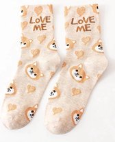 GrandSock dames sokken Love me - beige - print kat - 36-40