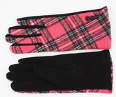 Dames handschoenen -roze geruit -onderkant effen zwart- niet voor extreme kou .