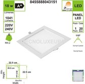 VIERKANT INBOUW LED PANEEL 30000 K WARM LICHT 18 W (SET VAN 2)