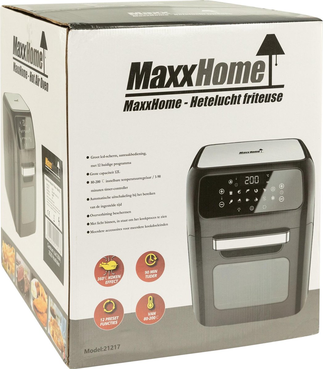 Maxxhome Friteuse Sans Huile Xxl - Airfryer - Friteuse À Air Chaud - Mini  Four Multifonction - 1600 W + Livre De Cuisine Et A[H283]