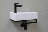 Proline Loft fonteinpack porselein met kraangat links - met stalen frame - toebehoren mat zwart