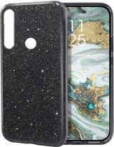 Motorola G8 Plus Hoesje Glitters Siliconen TPU Case zwart - BlingBling Cover