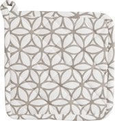 Linen & More - Crossed Circle - Pannenlap - Wit/Taupe