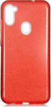 Samsung Galaxy A11 Hoesje Glitters Siliconen TPU Case Rood - BlingBling Cover