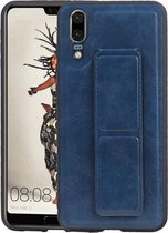 Grip Stand Hardcase Backcover - Telefoonhoesje - Achterkant Hoesje - Geschikt voor Huawei P20 - Blauw