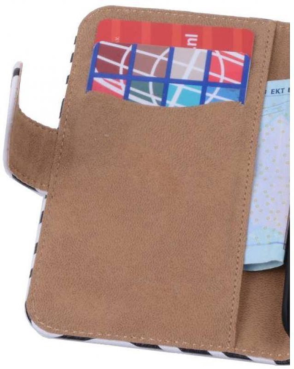 Zebra Bookstyle Wallet Case Hoesjes Geschikt voor Nokia Lumia 530 Wit