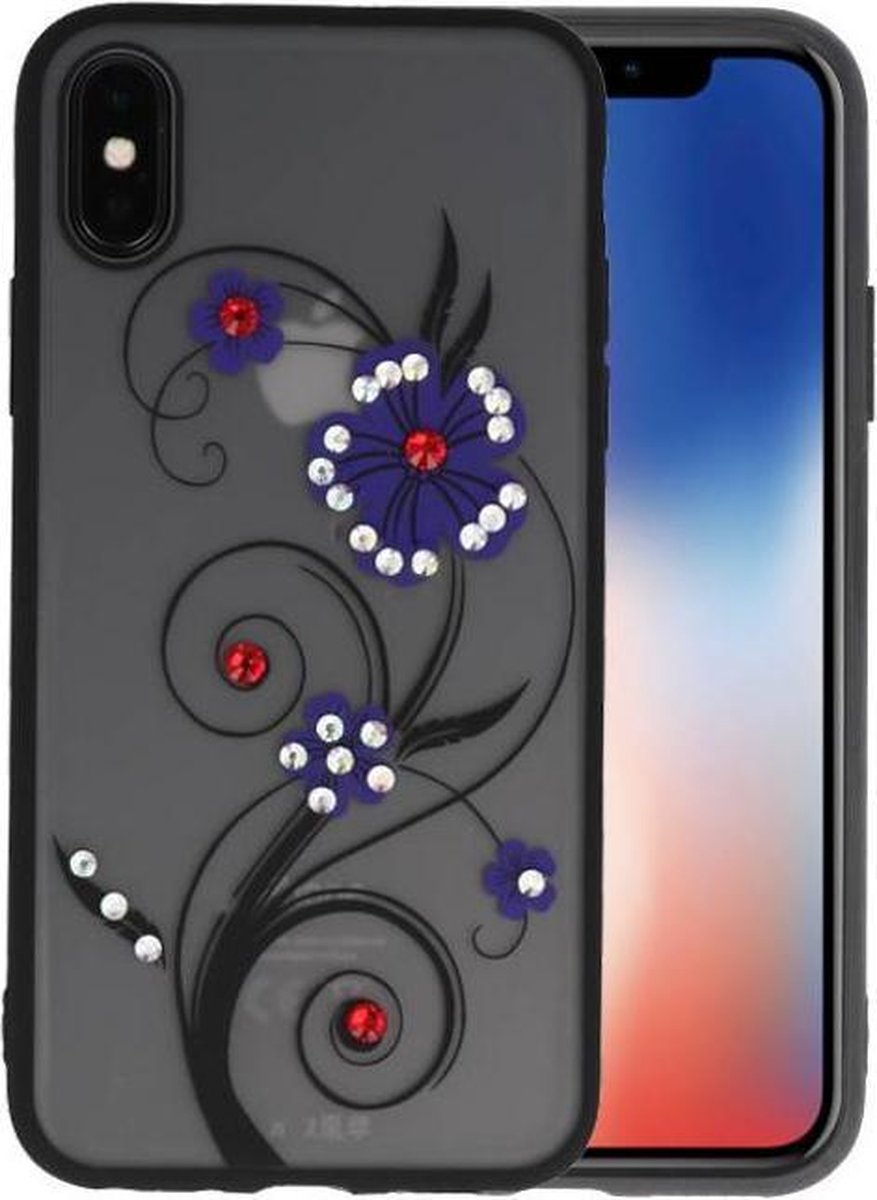 Diamant Lelies Hoesjes Cases - Hoesje Geschikt voor iPhone X Paars