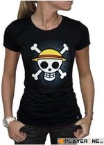 ONE PIECE - T-Shirt Basic Femme SKULL WITH MAP - Black (M)