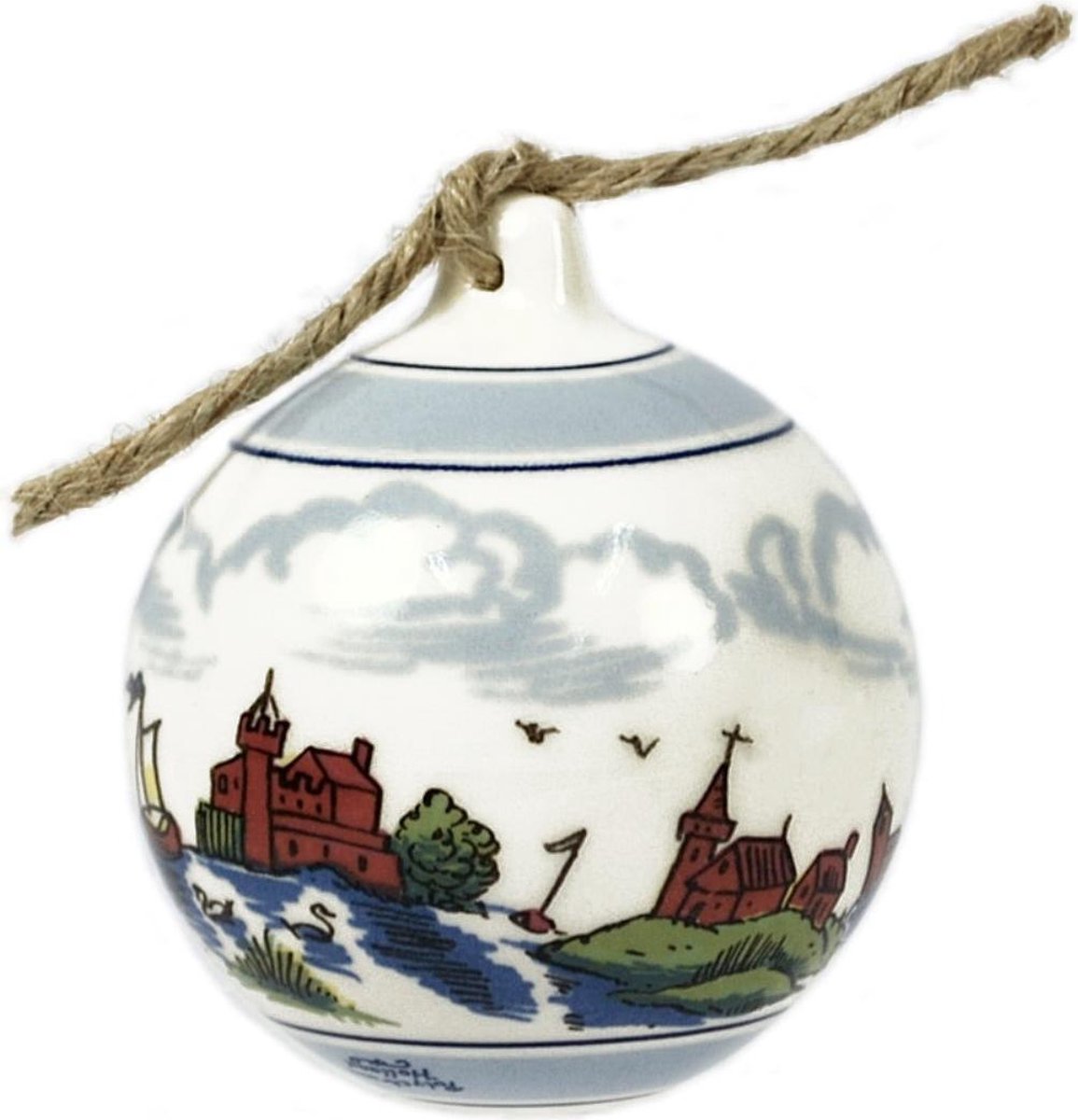 Royal Goedewaagen - Handgemaakte Kerstbal - Keramiek - Decoratie landschap Polychroom - 7 cm