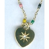 Twice As Nice Halsketting in goudkleurig edelstaal, multikleurige email bolletjes ketting met hartje  40 cm+5 cm