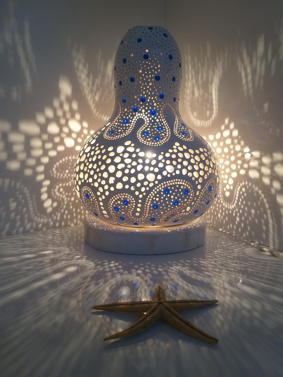 Lampe d'ambiance gourde faite à la main - Formes de perles - Lampe Design  pour le