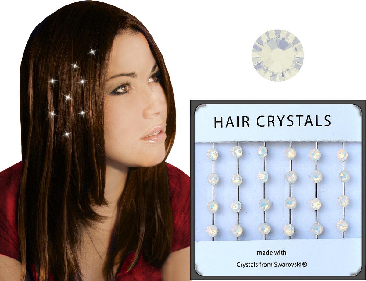 Haar Kristallen White Opal - Haarversiering - Bruidsversiering - Haarversiering Gala - Haarkristallen - Haarschuifje - Haarspeld - Haaraccessoires - Feestkapsel - Moederdag - Valentijnsdag - Kerst - Feestgelegenheden - Bruiloft - Haarsieraad