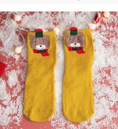 Kerst sokken 'Teddybeer met Sjaal en Pet' (91208) Geel