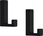 5x Luxe kapstokhaken / jashaken modern zwart met enkele haak - hoogwaardig metaal - 4 x 6,1 cm - metalen kapstokhaakjes / garderobe haakjes