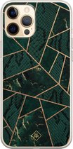 iPhone 12 Pro hoesje siliconen - Abstract groen | Apple iPhone 12 Pro case | TPU backcover transparant