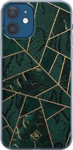 iPhone 12 hoesje siliconen - Abstract groen | Apple iPhone 12 case | TPU backcover transparant