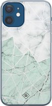 iPhone 12 hoesje siliconen - Marmer mint mix | Apple iPhone 12 case | TPU backcover transparant