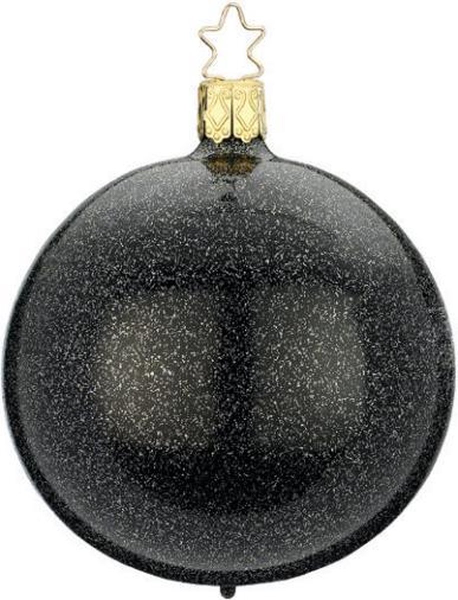 Twee Hippe Zwarte Kerstballen met Glitter Effect - Handgemaakt in Duitsland