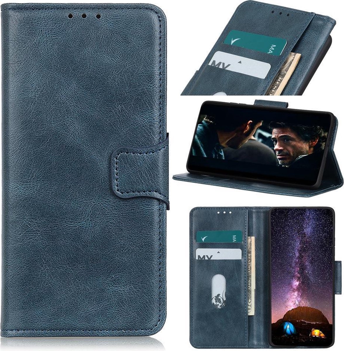 Bestcases Portemonnee Telefoonhoesje Motorola Moto G9 Plus - Blauw