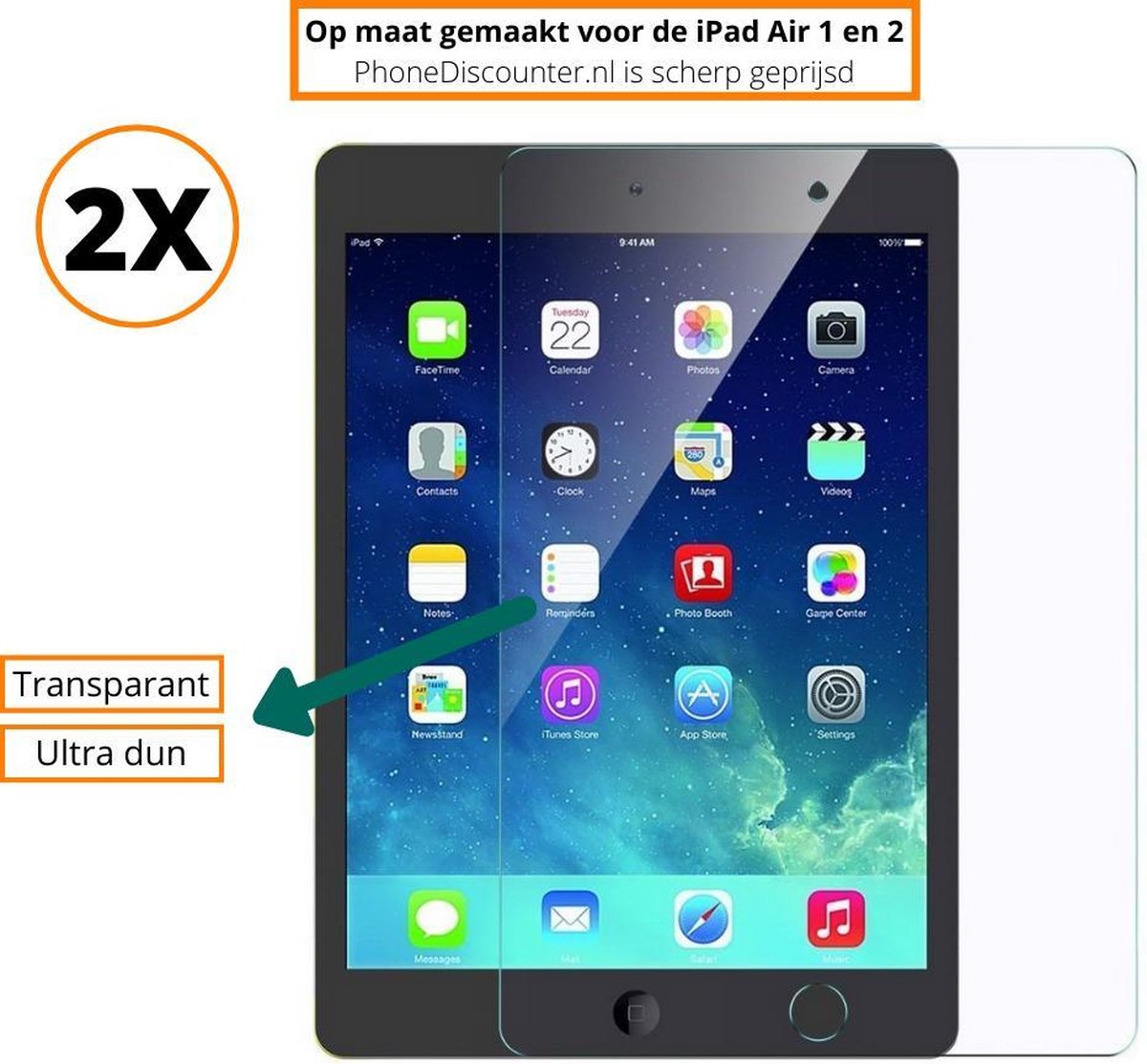 ipad air screen protector | iPad Air full screenprotector 2x | iPad Air tempered glass screen protector | 2x screenprotector ipad air apple | Apple iPad Air tempered glass