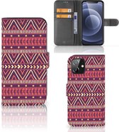 GSM Hoesje iPhone 12 | 12 Pro (6.1") Bookcase Aztec Purple