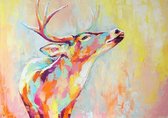 Bedrukt geverfd kleurrijk hert Canvas 100 x 70 cm