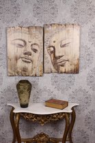 Muurdecoratie Hout met Print Bouddha 70 cm lengte 50cm breedte.