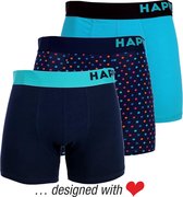 Happy Shorts 3-Pack Blauwe Boxershorts Heren Gekleurde Stippen -  M