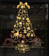 Raamsticker kerstboom goud poeder