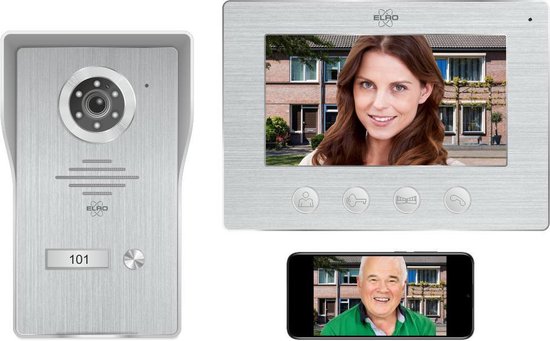 ELRO DV477IP Wifi IP Video Deur Intercom - met 7 inch kleurenscherm - Color Night Vision - Bekijken en communiceren via App