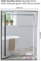 Neue Design rechthoekige badkamerspiegel dubbellaags - wandmontage - elegant eenvoudig ontwerp - eigentijdse afgeschuinde randen - 50cm x 40cm x 1,5cm (HxBxD)