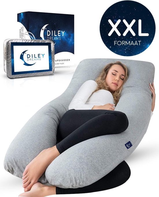 Diley Dreams® Zwangerschapskussen – Zijslaapkussen – Lichaamskussen - Voedingskussen – Body Pillow – Afneembare hoes – 280cm – Extra groot - XXL