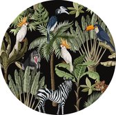 Made on Friday - Behangcirkel Tropical Jungle Black 60x60cm - Zelfklevend behang met matte textiel uitstraling