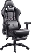 Bobby's Gaming Chair - Chaise de bureau - Fauteuil - Chaise PC - Réglable en hauteur - Chaise ergonomique - Repose-pieds - Accoudoir - Chaise pivotante - Luxe - Bordeaux - Zwart